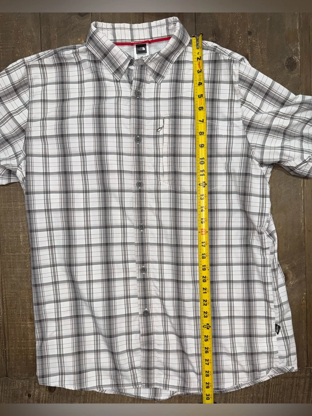 The North Face Tekware Gray Plaid Short Sleeve Hiking Shirt Men Large